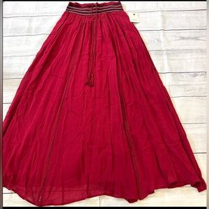 Elegant Red Maxi Skirt
